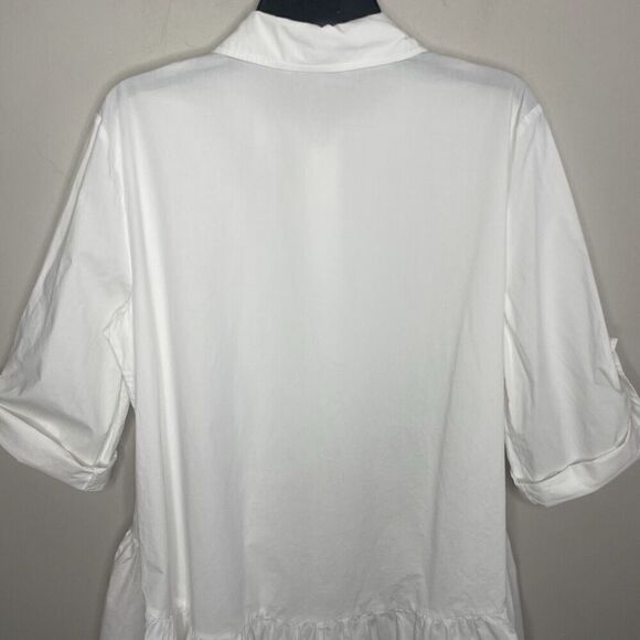MADEWELL Shirt Dress Women XS Button Front Mini Cotton Poplin Crisp White NS126 - Picture 10 of 13